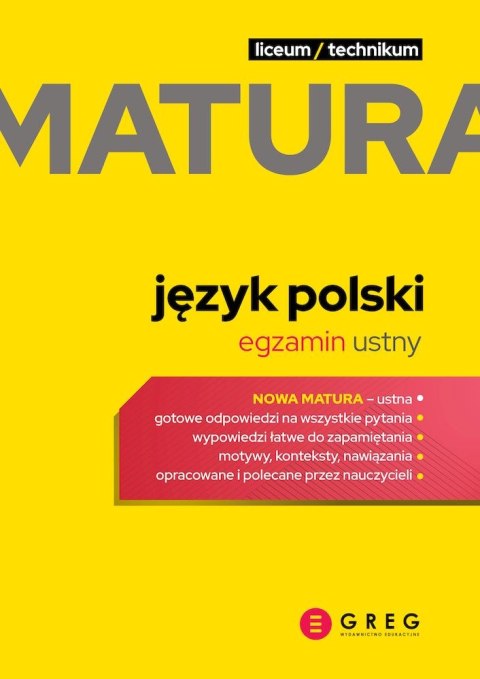Język polski. Matura. Egzamin ustny. Repetytorium maturalne wyd. 2022
