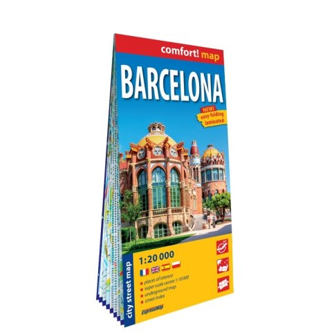 Barcelona city street map 1:20 000 laminat 2025