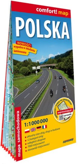 Polska mapa samochodowa 1:1 000 000 laminat 2025