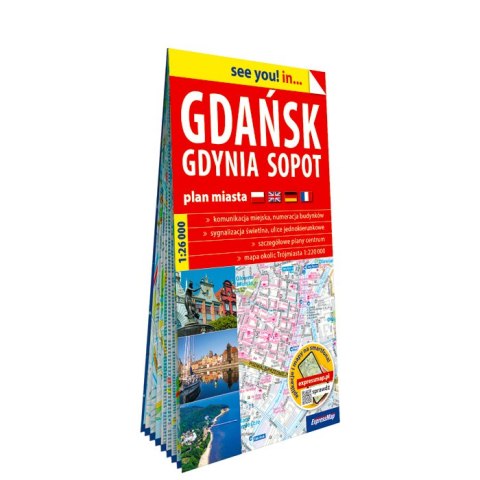 Gdańsk Gdynia Sopot papierowy plan miasta 1:26 000